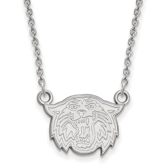 Sterling Silver Rhodium Plated Logoart Villanova University Wildcat Small Pendant 18 Inch Necklace