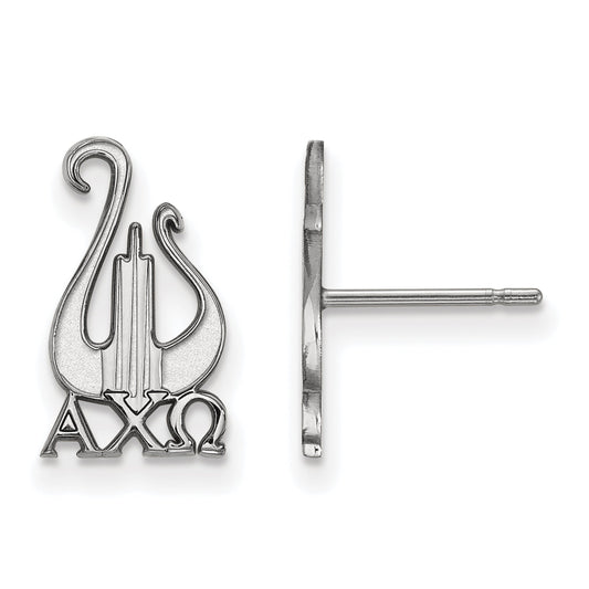 Sterling Silver Rhodium Plated Logoart Alpha Chi Omega Sorority Symbol Small Post Earrings