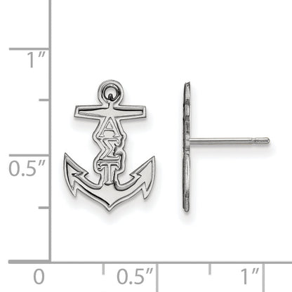 Sterling Silver Rhodium Plated Logoart Alpha Sigma Tau Sorority Symbol Extra Small Post Earrings
