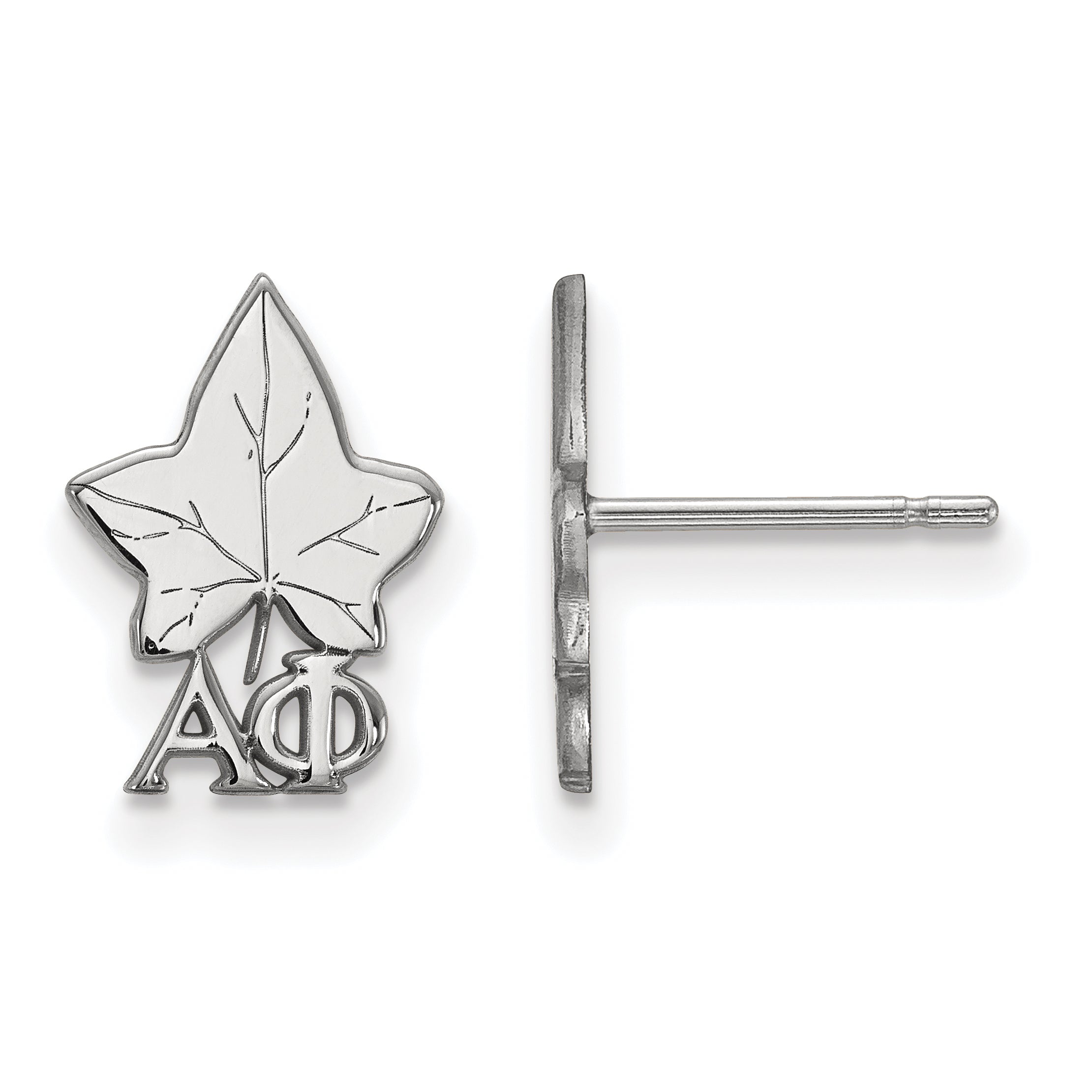 Sterling Silver Rhodium Plated Logoart Alpha Phi Sorority Symbol Extra Small Post Earrings