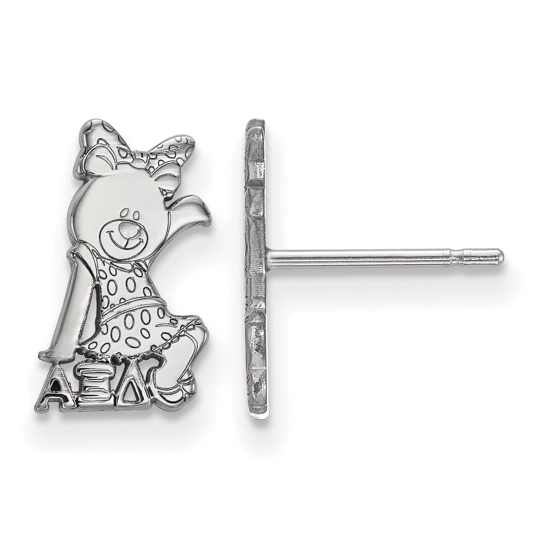 Sterling Silver Rhodium Plated Logoart Alpha Xi Delta Sorority Symbol Extra Small Post Earrings