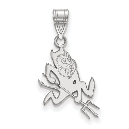 Sterling Silver Rhodium Plated Logoart Arizona State University Sun Devil Medium Pendant