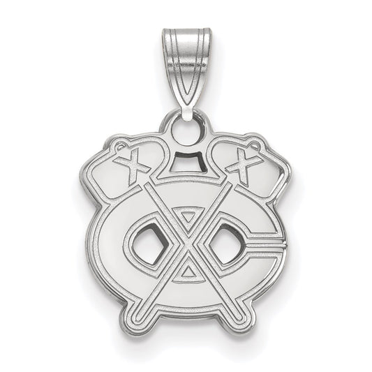 10K White Gold Nhl Logoart Chicago Blackhawks Letter C And Tomahawk Small Pendant