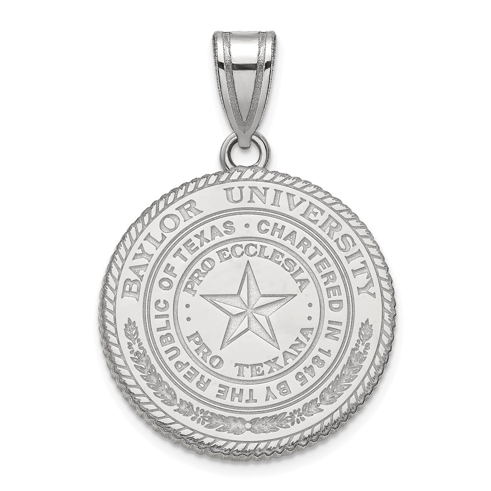 Sterling Silver Rhodium Plated Logoart Baylor University Large Crest Pendant