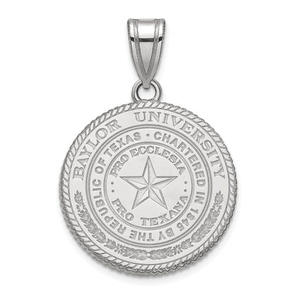 Sterling Silver Rhodium Plated Logoart Baylor University Large Crest Pendant