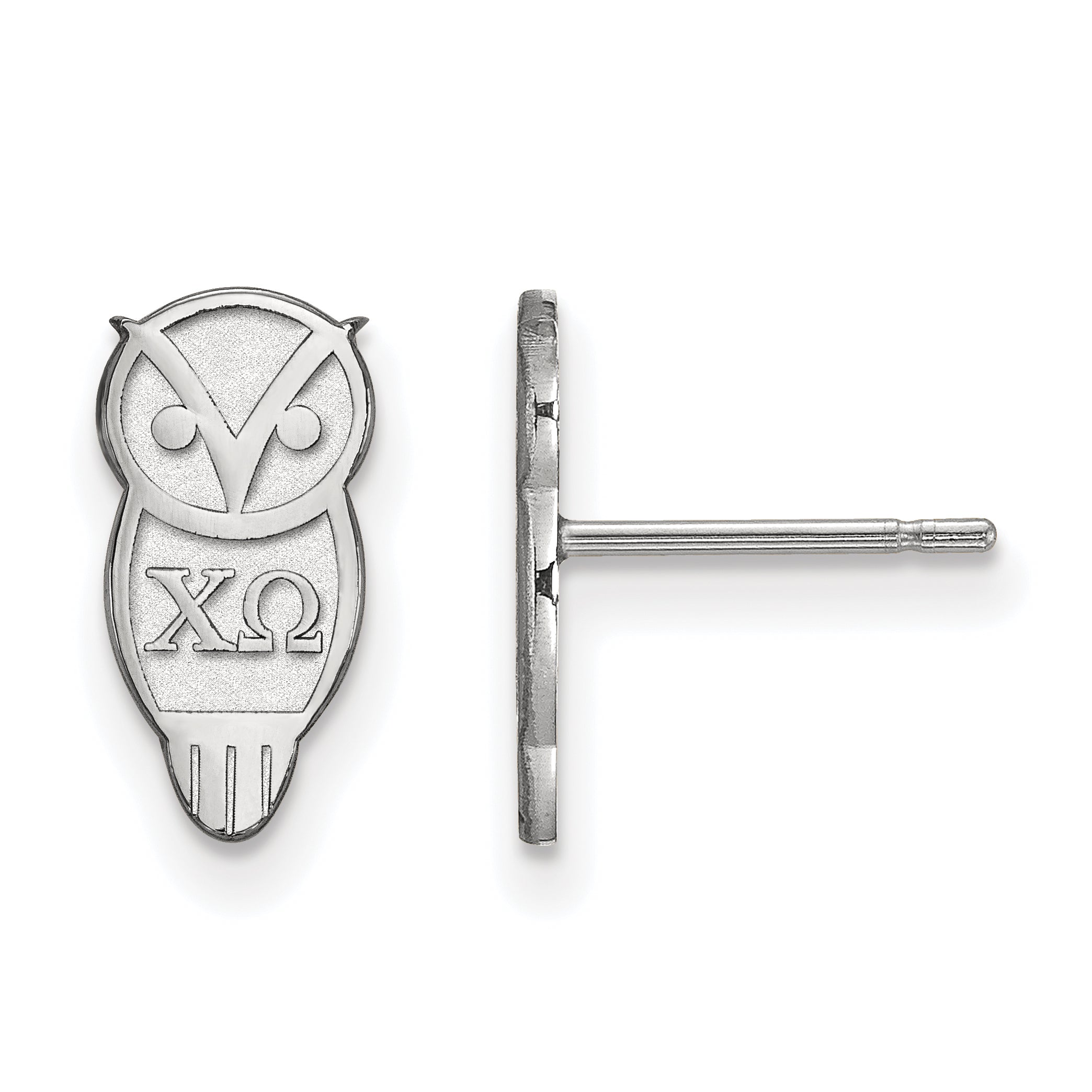 Sterling Silver Rhodium Plated Logoart Chi Omega Sorority Symbol Extra Small Post Earrings