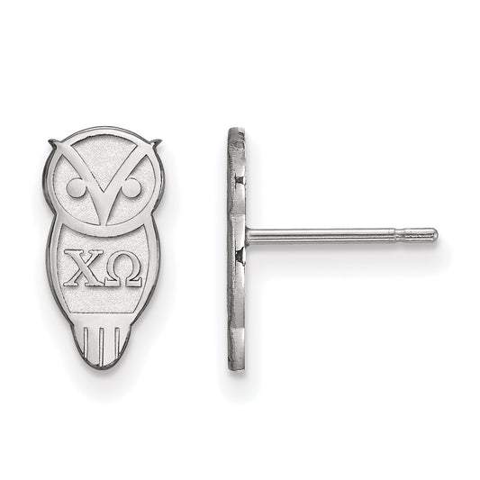 Sterling Silver Rhodium Plated Logoart Chi Omega Sorority Symbol Extra Small Post Earrings