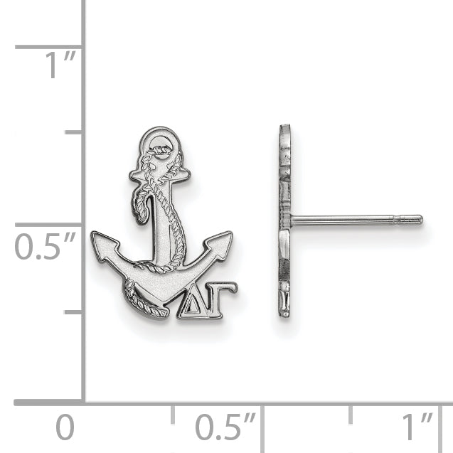 Sterling Silver Rhodium Plated Logoart Delta Gamma Sorority Symbol Extra Small Post Earrings