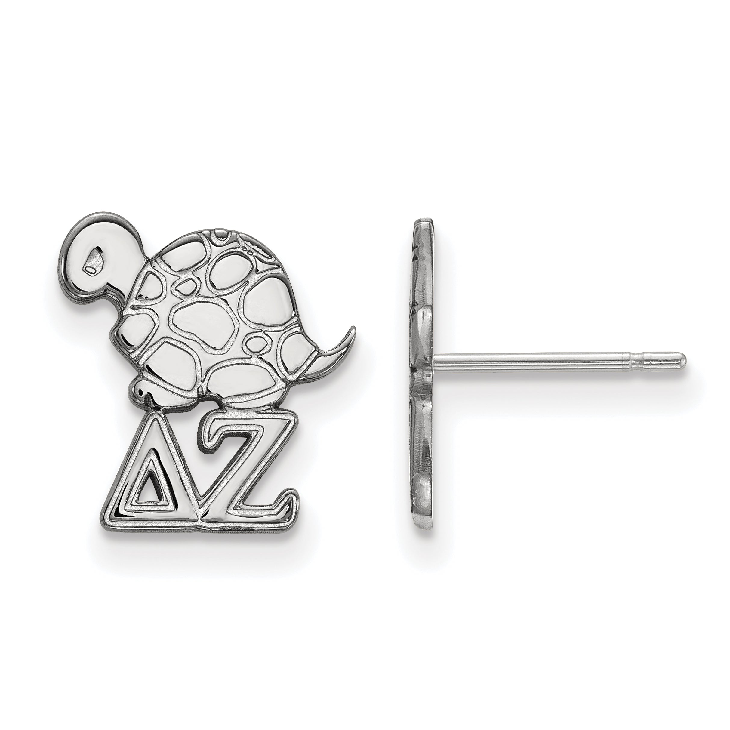 Sterling Silver Rhodium Plated Logoart Delta Zeta Sorority Symbol Extra Small Post Earrings