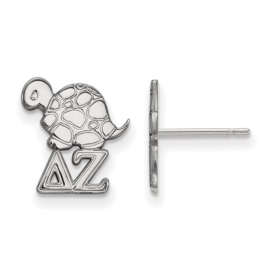 Sterling Silver Rhodium Plated Logoart Delta Zeta Sorority Symbol Extra Small Post Earrings