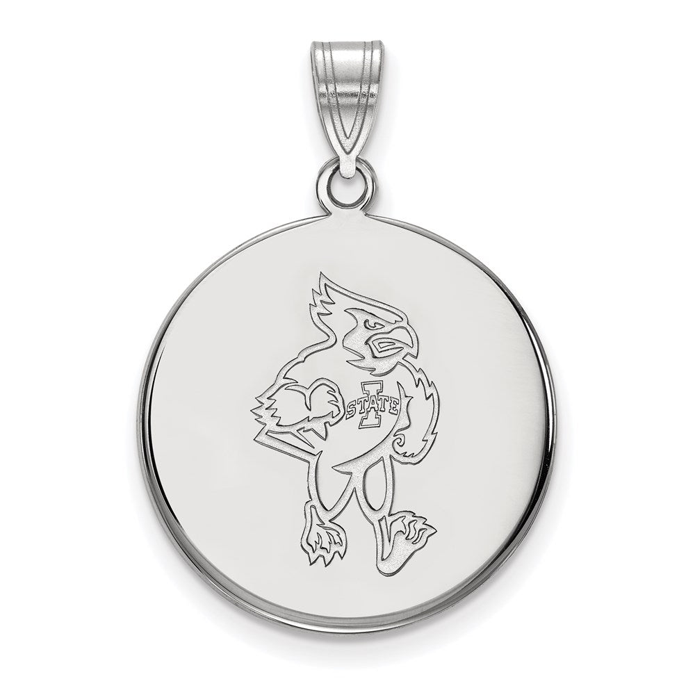 10K White Gold Logoart Iowa State University Cardinal Large Disc Pendant
