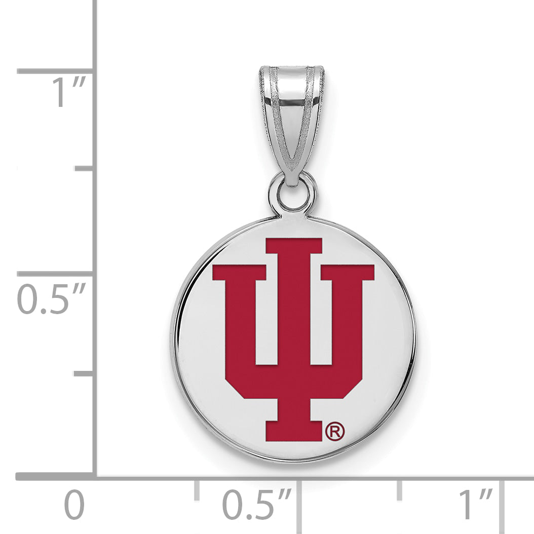 Sterling Silver Rhodium Plated Logoart Indiana University I U Medium Enameled Disc Pendant