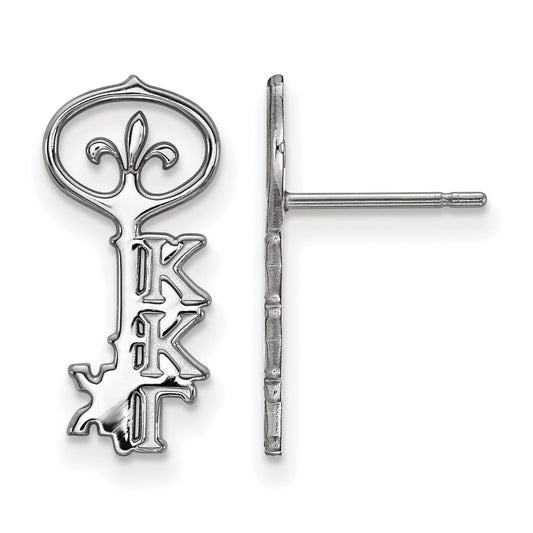 Sterling Silver Rhodium Plated Logoart Kappa Gamma Sorority Symbol Extra Small Post Earrings