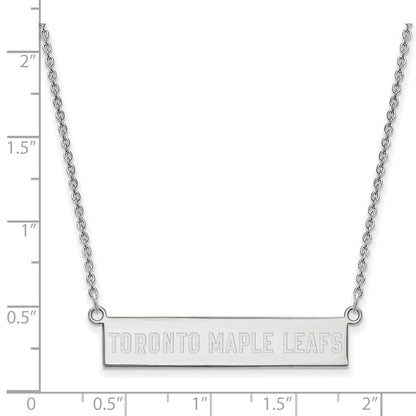 Sterling Silver Rhodium Plated Nhl Logoart Toronto Maple Leafs Small Bar 18 Inch Necklace