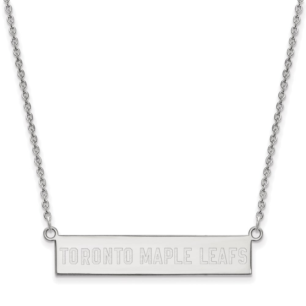 Sterling Silver Rhodium Plated Nhl Logoart Toronto Maple Leafs Small Bar 18 Inch Necklace