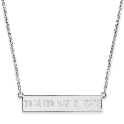 Sterling Silver Rhodium Plated Nhl Logoart Toronto Maple Leafs Small Bar 18 Inch Necklace