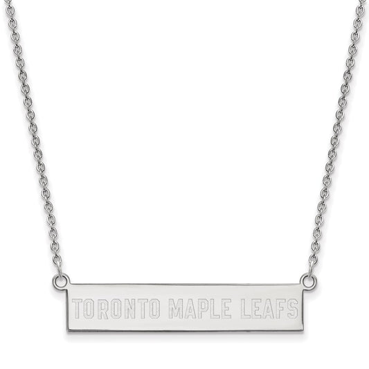 Sterling Silver Rhodium Plated Nhl Logoart Toronto Maple Leafs Small Bar 18 Inch Necklace