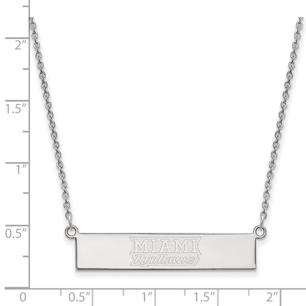 Sterling Silver Ss Rh Plat Logoart Miami University Small Bar Necklace