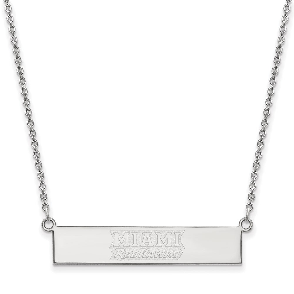 Sterling Silver Ss Rh Plat Logoart Miami University Small Bar Necklace