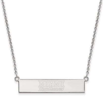 Sterling Silver Ss Rh Plat Logoart Miami University Small Bar Necklace
