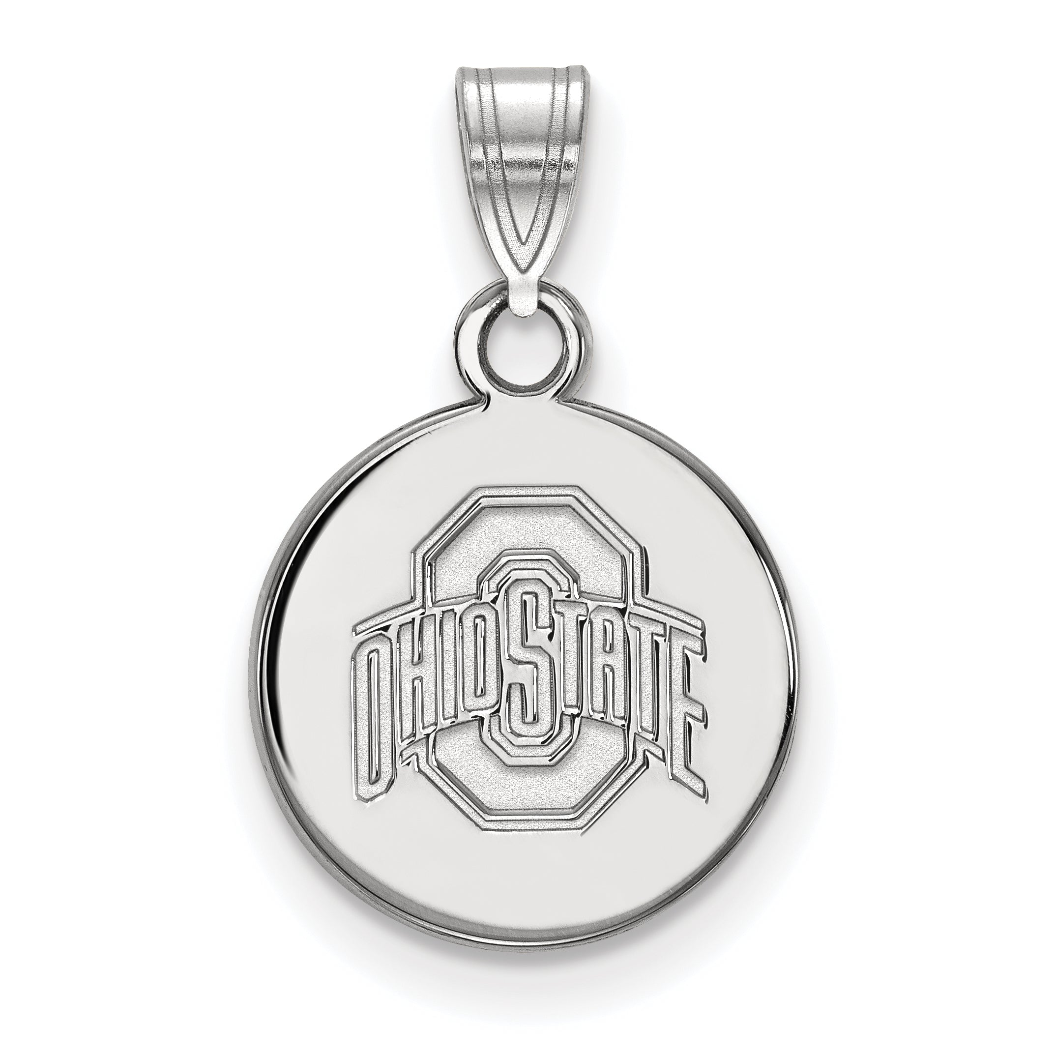 Sterling Silver Rhodium Plated Logoart The Ohio State University Small Disc Pendant