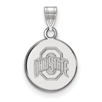 Sterling Silver Rhodium Plated Logoart The Ohio State University Small Disc Pendant