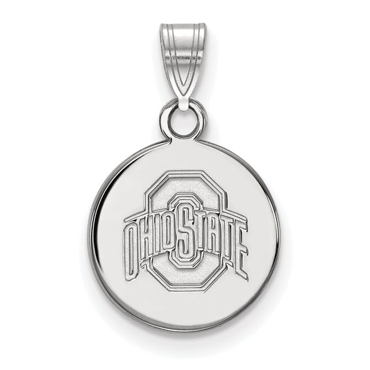 Sterling Silver Rhodium Plated Logoart The Ohio State University Small Disc Pendant
