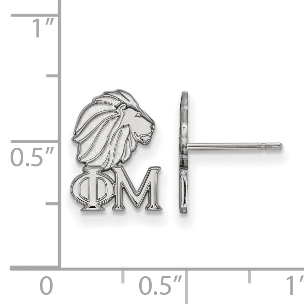 Sterling Silver Rhodium Plated Logoart Phi Mu Sorority Symbol Extra Small Post Earrings