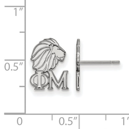 Sterling Silver Rhodium Plated Logoart Phi Mu Sorority Symbol Extra Small Post Earrings