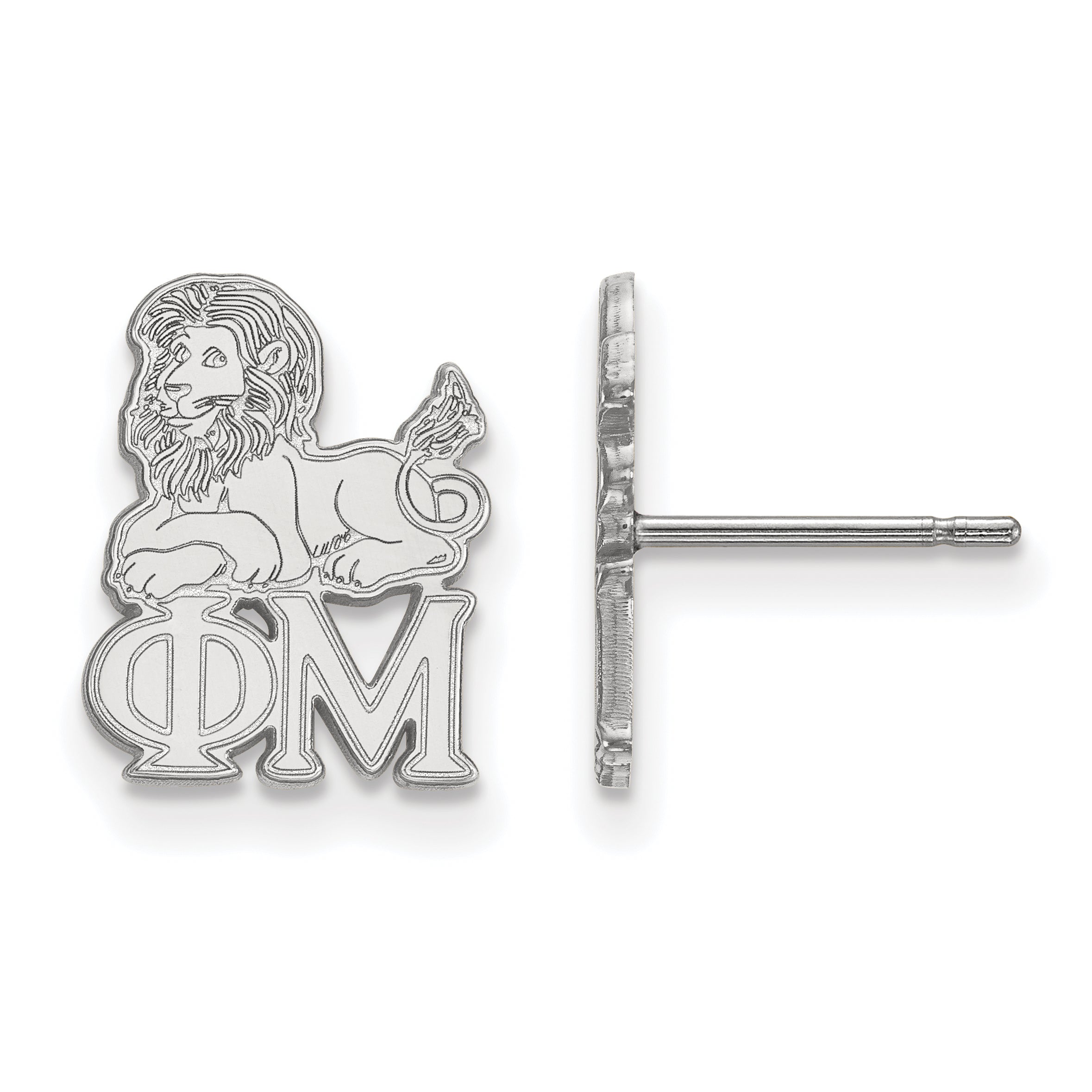 Sterling Silver Rhodium Plated Logoart Phi Mu Sorority Symbol Extra Small Post Earrings