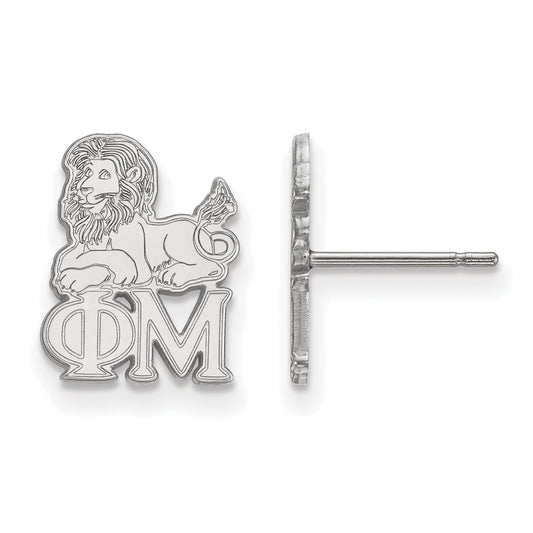 Sterling Silver Rhodium Plated Logoart Phi Mu Sorority Symbol Extra Small Post Earrings