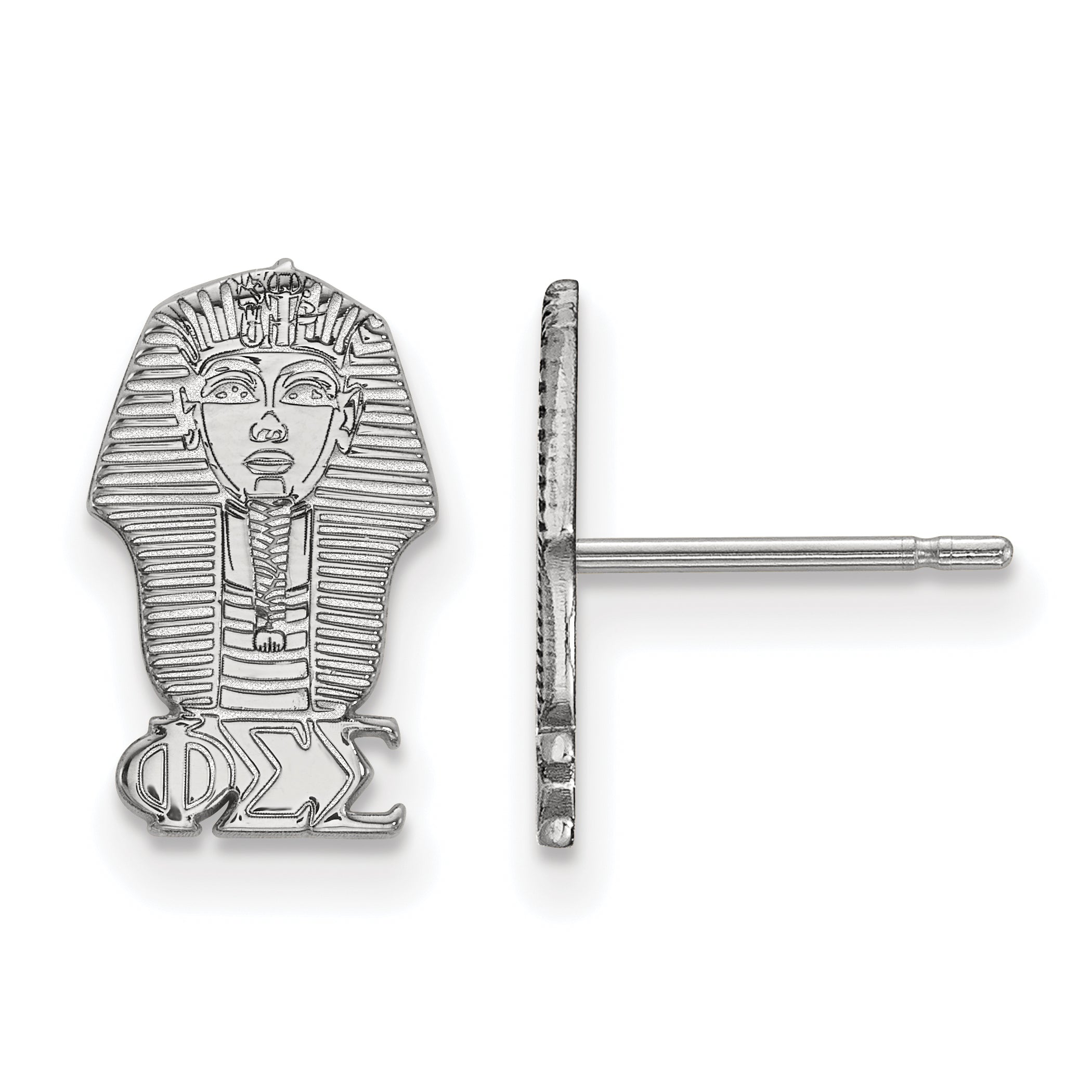 Sterling Silver Rhodium Plated Logoart Phi Sigma Sorority Symbol Extra Small Post Earrings