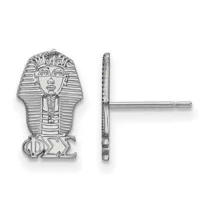 Sterling Silver Rhodium Plated Logoart Phi Sigma Sorority Symbol Extra Small Post Earrings
