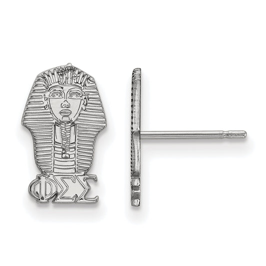 Sterling Silver Rhodium Plated Logoart Phi Sigma Sorority Symbol Extra Small Post Earrings