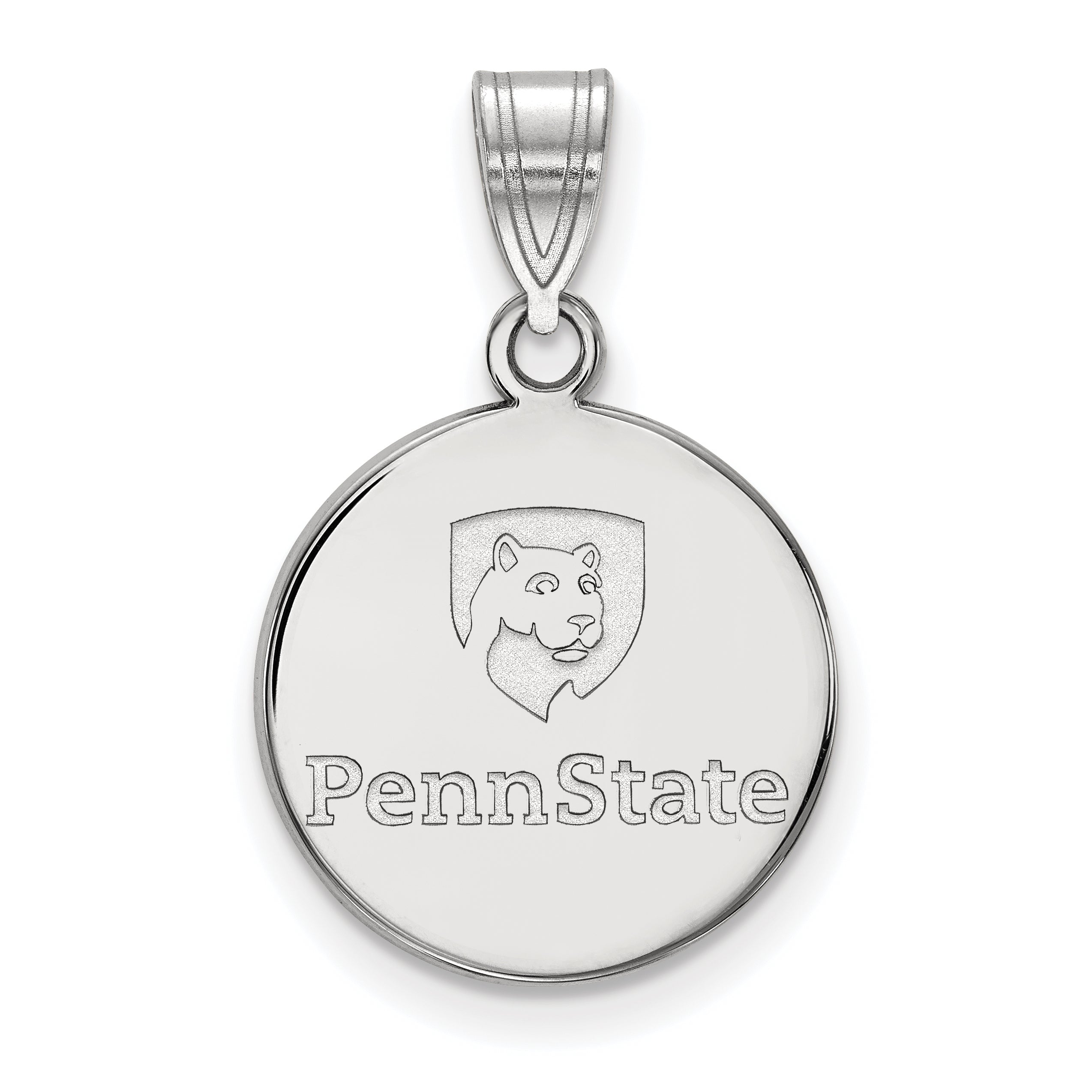 Sterling Silver Rhodium Plated Logoart Penn State University Medium Disc Pendant