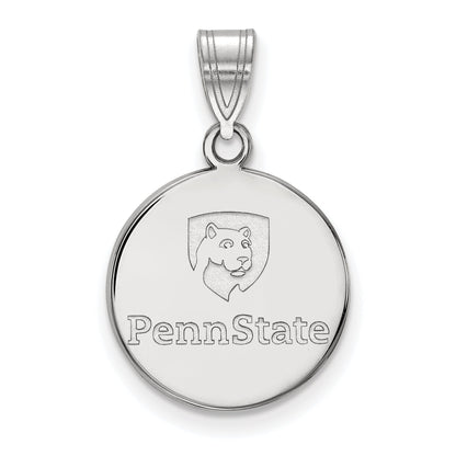 Sterling Silver Rhodium Plated Logoart Penn State University Medium Disc Pendant