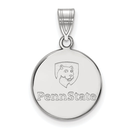 Sterling Silver Rhodium Plated Logoart Penn State University Medium Disc Pendant