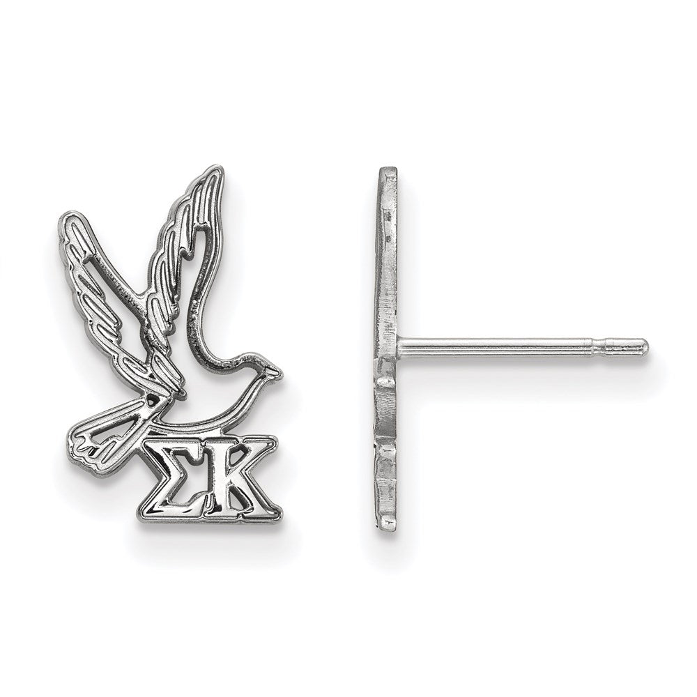 Sterling Silver Rhodium Plated Logoart Sigma Kappa Sorority Symbol Extra Small Post Earrings