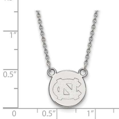 Sterling Silver Rhodium Plated Logoart University Of North Carolina Small Disc 18 Inch Necklace