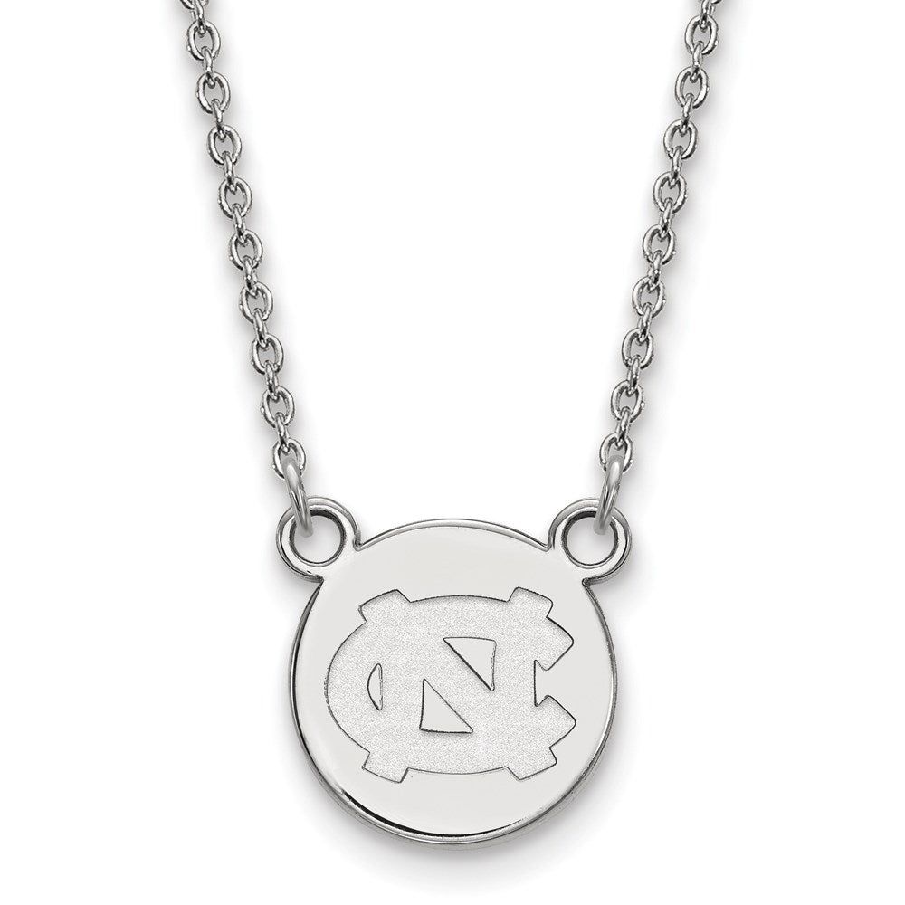 Sterling Silver Rhodium Plated Logoart University Of North Carolina Small Disc 18 Inch Necklace