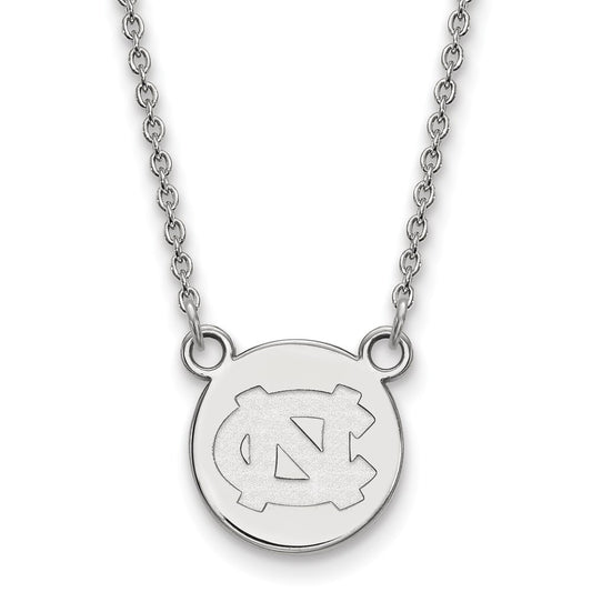 Sterling Silver Rhodium Plated Logoart University Of North Carolina Small Disc 18 Inch Necklace