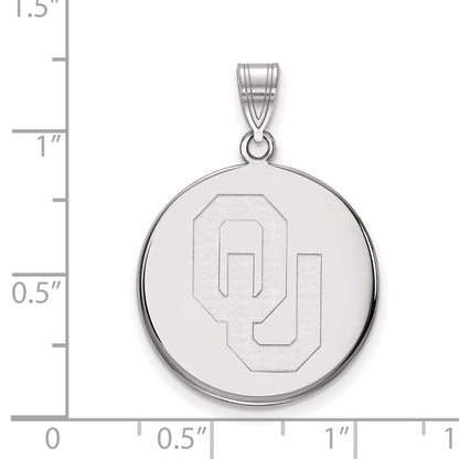 Sterling Silver Rhodium Plated Logoart University Of Oklahoma O U Large Disc Pendant