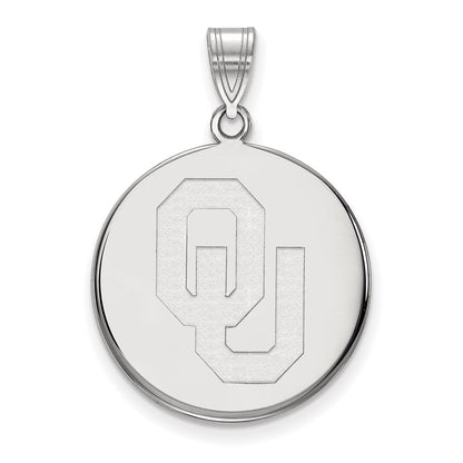10K White Gold Logoart University Of Oklahoma O U Large Disc Pendant
