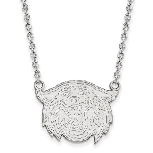 Sterling Silver Rhodium Plated Logoart Villanova University Wildcat Large Pendant 18 Inch Necklace