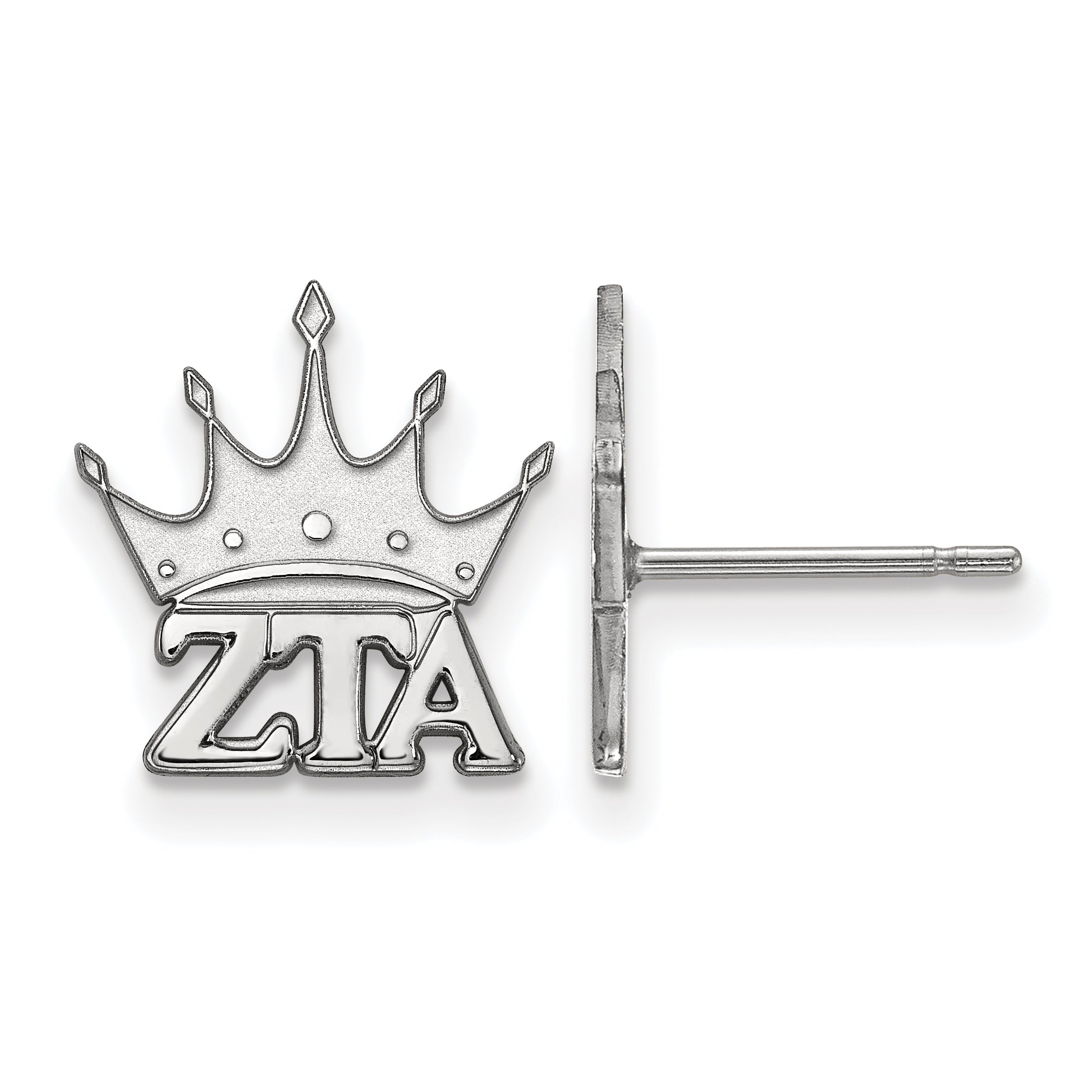 Sterling Silver Rhodium Plated Logoart Zeta Tau Alpha Sorority Symbol Extra Small Post Earrings
