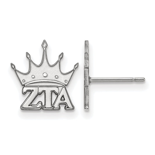 Sterling Silver Rhodium Plated Logoart Zeta Tau Alpha Sorority Symbol Extra Small Post Earrings