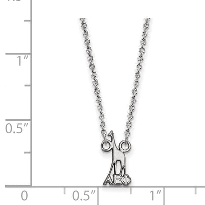 Sterling Silver Rhodium Plated Logoart Alpha Epsilon Phi Sorority Symbol Extra Small Pendant 18 Inch Necklace