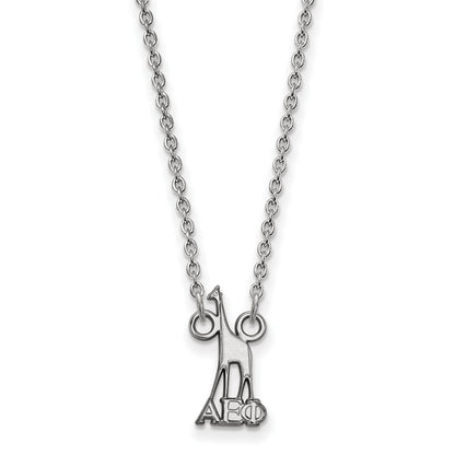 Sterling Silver Rhodium Plated Logoart Alpha Epsilon Phi Sorority Symbol Extra Small Pendant 18 Inch Necklace