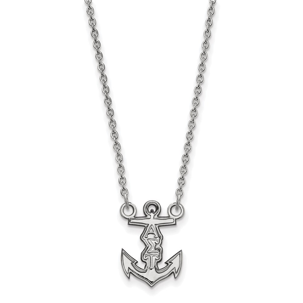 Sterling Silver Rhodium Plated Logoart Alpha Sigma Tau Sorority Symbol Extra Small Pendant 18 Inch Necklace