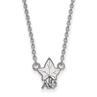 Sterling Silver Rhodium Plated Logoart Alpha Phi Sorority Symbol Extra Small Pendant 18 Inch Necklace